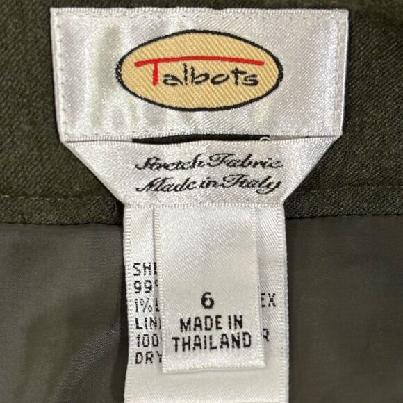 Talbots Classic Italian Luxe Light Wool Loden Green Lined Straight Leg Pants 6 - Picture 6 of 11